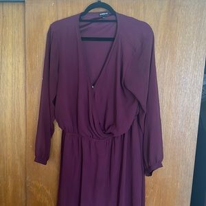 Express Burgundy Wrap Dress
